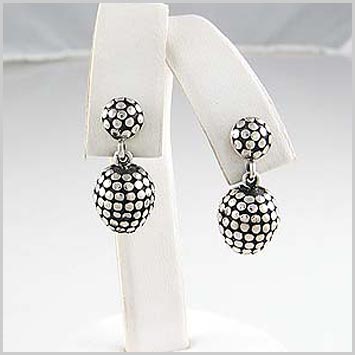 101424 JOHN HARDY Dot Silver Small Ball Drop Earrings  