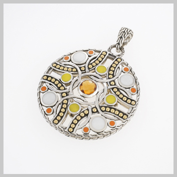 142608 JOHN HARDY Bulan 18K/SS Sunset Colorway Pendant  