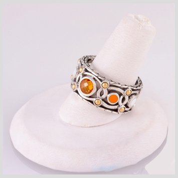 142794 John Hardy Bulan Gold Silver Citrine Colorway Enamel Band Ring 